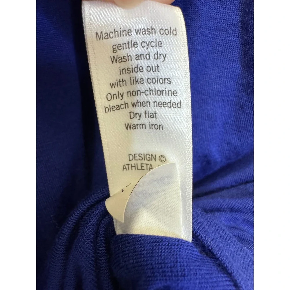 Athleta Royal‎ Blue Ruched Midi Dress Modal Wool Blend 243065 Womens Large